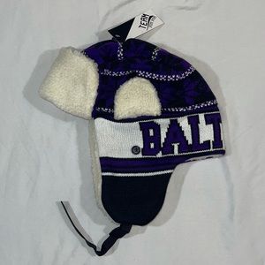 Team Pom Pom ChokoLids Knitted Trapper Hat Baltimore Football Ravens Adult ST101
